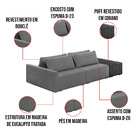 Sofá Ilha 2 Lugares Living 272cm Modulado Sala Lary Bouclê/pu