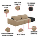 Sofá Ilha 2 Lugares Living 272cm Modulado Sala Lary Veludo/pu