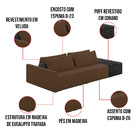 Sofá Ilha 2 Lugares Living 272cm Modulado Sala Lary Veludo/pu