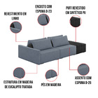 Sofá Ilha 2 Lugares Living 292cm Modulado Para Sala Lary Linh