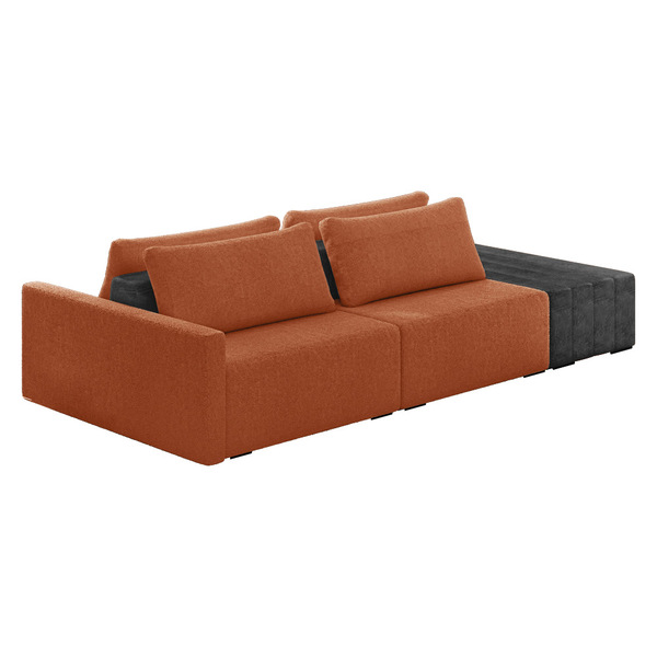 Sofá Ilha 2 Lugares Living 292cm Modulado Sala Lary Bouclê/pu