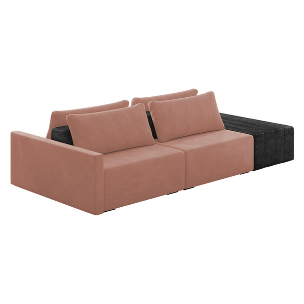 Sofá Ilha 2 Lugares Living 292cm Modulado Sala Lary Veludo/pu