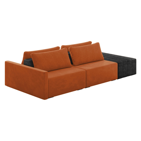 Sofá Ilha 2 Lugares Living 292cm Modulado Sala Lary Veludo Te