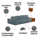 Sofá Ilha 3 Lugares Living 312cm Modulado Para Sala Lary Bouc