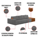 Sofá Ilha 3 Lugares Living 312cm Modulado Para Sala Lary Bouc