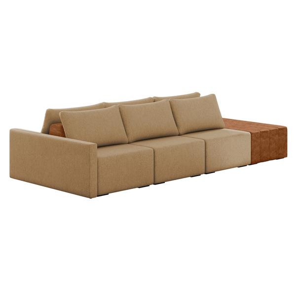 Sofá Ilha 3 Lugares Living 312cm Modulado Para Sala Lary Linh