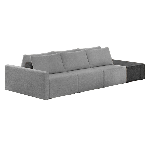 Sofá Ilha 3 Lugares Living 312cm Modulado Sala Lary Bouclê/pu