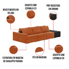 Sofá Ilha 3 Lugares Living 312cm Modulado Sala Lary Veludo Te