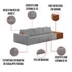 Sofá Ilha 3 Lugares Living 342cm Modulado Para Sala Lary Bouc