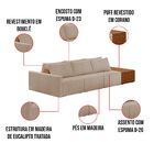 Sofá Ilha 3 Lugares Living 342cm Modulado Para Sala Lary Bouc