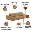 Sofá Ilha 3 Lugares Living 342cm Modulado Para Sala Lary Linh