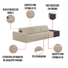 Sofá Ilha 3 Lugares Living 342cm Modulado Sala Lary Bouclê Be