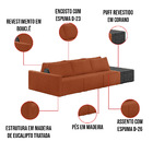 Sofá Ilha 3 Lugares Living 342cm Modulado Sala Lary Bouclê Mo