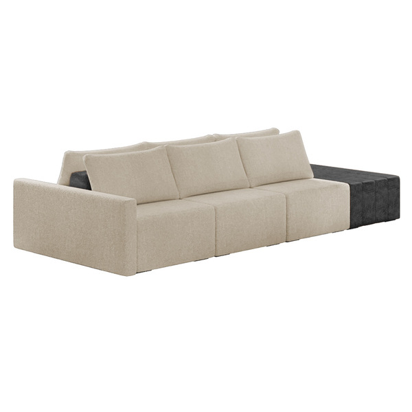 Sofá Ilha 3 Lugares Living 342cm Modulado Sala Lary Bouclê/pu