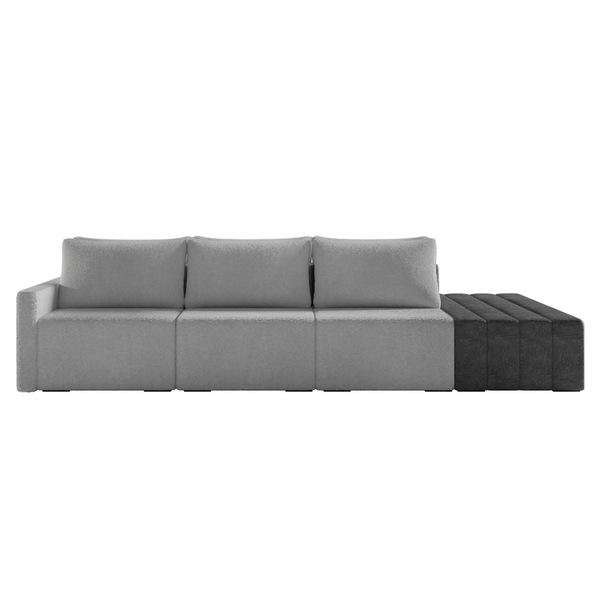 Sofá Ilha 3 Lugares Living 342cm Modulado Sala Lary Bouclê/pu