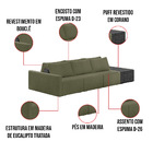 Sofá Ilha 3 Lugares Living 342cm Modulado Sala Lary Bouclê Ve