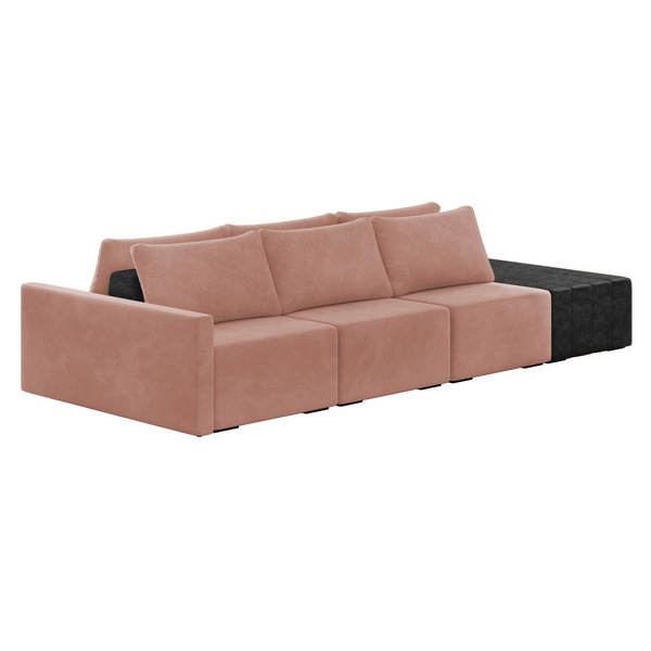 Sofá Ilha 3 Lugares Living 342cm Modulado Sala Lary Veludo/pu