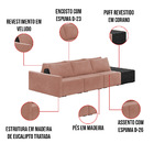 Sofá Ilha 3 Lugares Living 342cm Modulado Sala Lary Veludo Ro