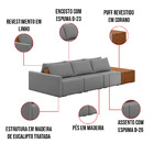 Sofá Ilha 3 Lugares Living 372cm Modulado Para Sala Lary Linh