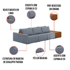 Sofá Ilha 3 Lugares Living 372cm Modulado Para Sala Lary Linh