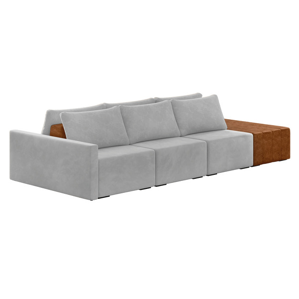 Sofá Ilha 3 Lugares Living 372cm Modulado Para Sala Lary Velu