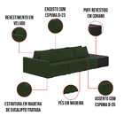 Sofá Ilha 3 Lugares Living 372cm Modulado Sala Lary Veludo/pu