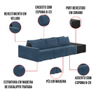 Sofá Ilha 3 Lugares Living 372cm Modulado Sala Lary Veludo/pu