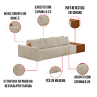 Sofá Ilha 3 Lugares Living 402cm Modulado Para Sala Lary Bouc