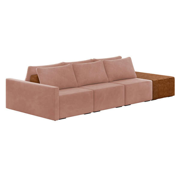 Sofá Ilha 3 Lugares Living 402cm Modulado Para Sala Lary Velu