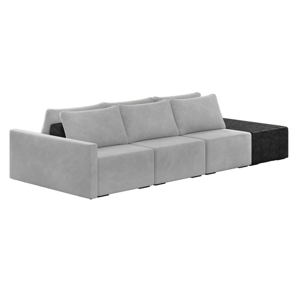 Sofá Ilha 3 Lugares Living 402cm Modulado Sala Lary Veludo/pu