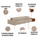 Sofá Ilha 4 Lugares Living 392cm Modulado Para Sala Lary Linh