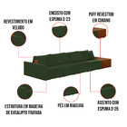 Sofá Ilha 4 Lugares Living 392cm Modulado Para Sala Lary Velu
