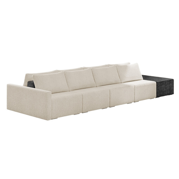 Sofá Ilha 4 Lugares Living 392cm Modulado Sala Lary Bouclê/pu