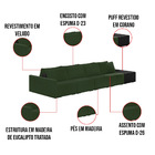 Sofá Ilha 4 Lugares Living 392cm Modulado Sala Lary Veludo/pu