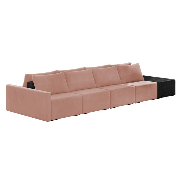 Sofá Ilha 4 Lugares Living 392cm Modulado Sala Lary Veludo/pu