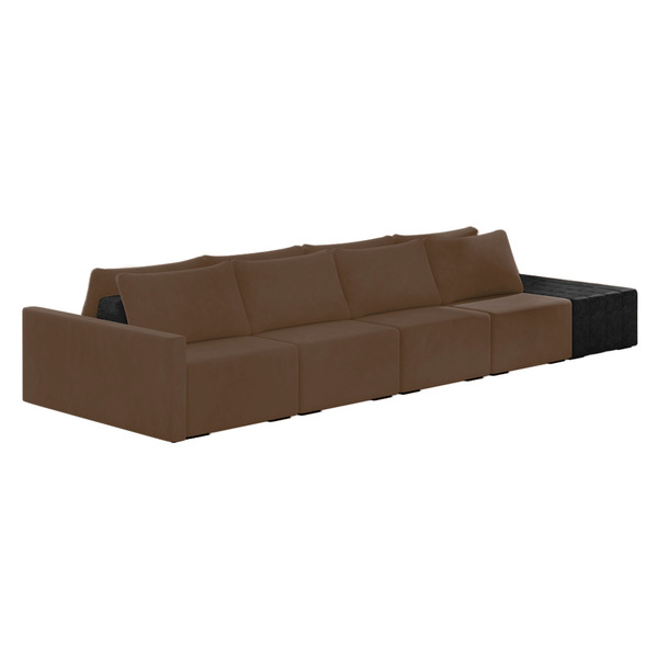 Sofá Ilha 4 Lugares Living 392cm Modulado Sala Lary Veludo/pu