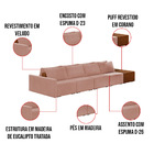 Sofá Ilha 4 Lugares Living 472cm Modulado Para Sala Lary Velu