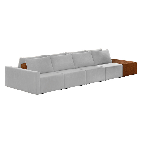 Sofá Ilha 4 Lugares Living 472cm Modulado Para Sala Lary Velu