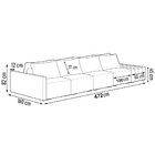 Sofá Ilha 4 Lugares Living 472cm Modulado Sala Lary Bouclê Be