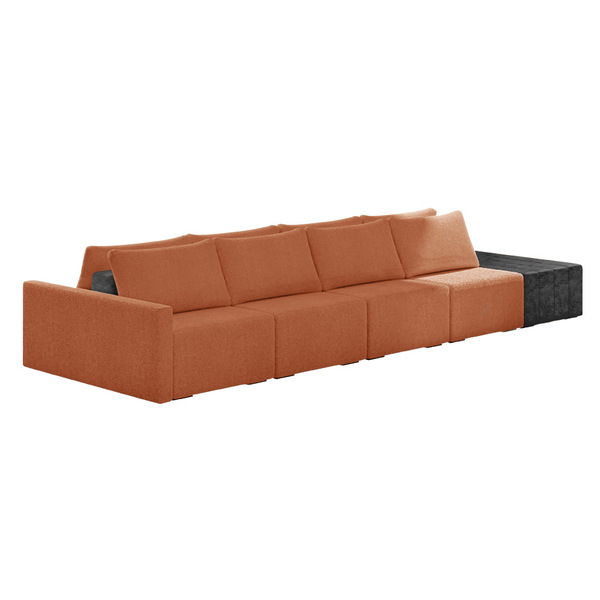 Sofá Ilha 4 Lugares Living 472cm Modulado Sala Lary Bouclê/pu