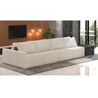 Sofá Ilha 4 Lugares Living 472cm Modulado Sala Lary Bouclê/pu