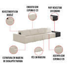 Sofá Ilha 4 Lugares Living 472cm Modulado Sala Lary Bouclê/pu