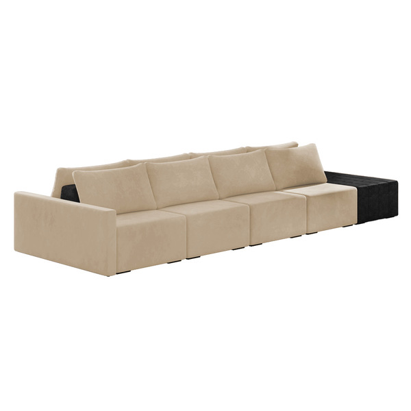 Sofá Ilha 4 Lugares Living 472cm Modulado Sala Lary Veludo/pu