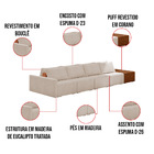 Sofá Ilha 4 Lugares Living 512cm Modulado Para Sala Lary Bouc