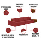 Sofá Ilha 4 Lugares Living 512cm Modulado Para Sala Lary Velu