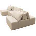 Sofa Ilha Caribe Modular Para Sala De Estar Bouclé Bege Claro