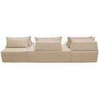 Sofa Ilha Caribe Modular Para Sala De Estar Bouclé Bege Claro