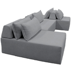 Sofa Ilha Caribe Modular Para Sala De Estar Bouclé Cinza Claro