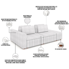 Sofá Ilha Com Puff Para Sala Living 245cm Amber M03 Bouclê Br