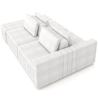 Sofá Ilha Com Puff Para Sala Living 245cm Amber M03 Bouclê Br